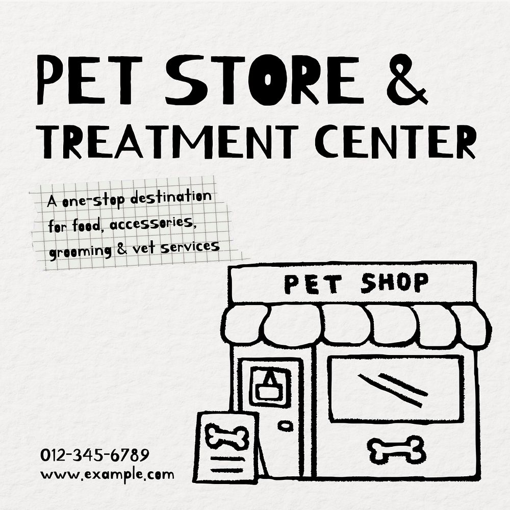 Pet store & care Instagram post template, editable text