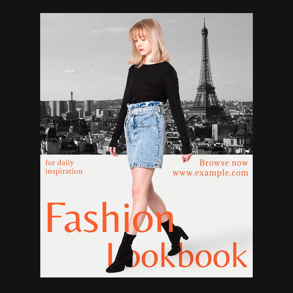 Fashion Lookbook Instagram post template, editable text