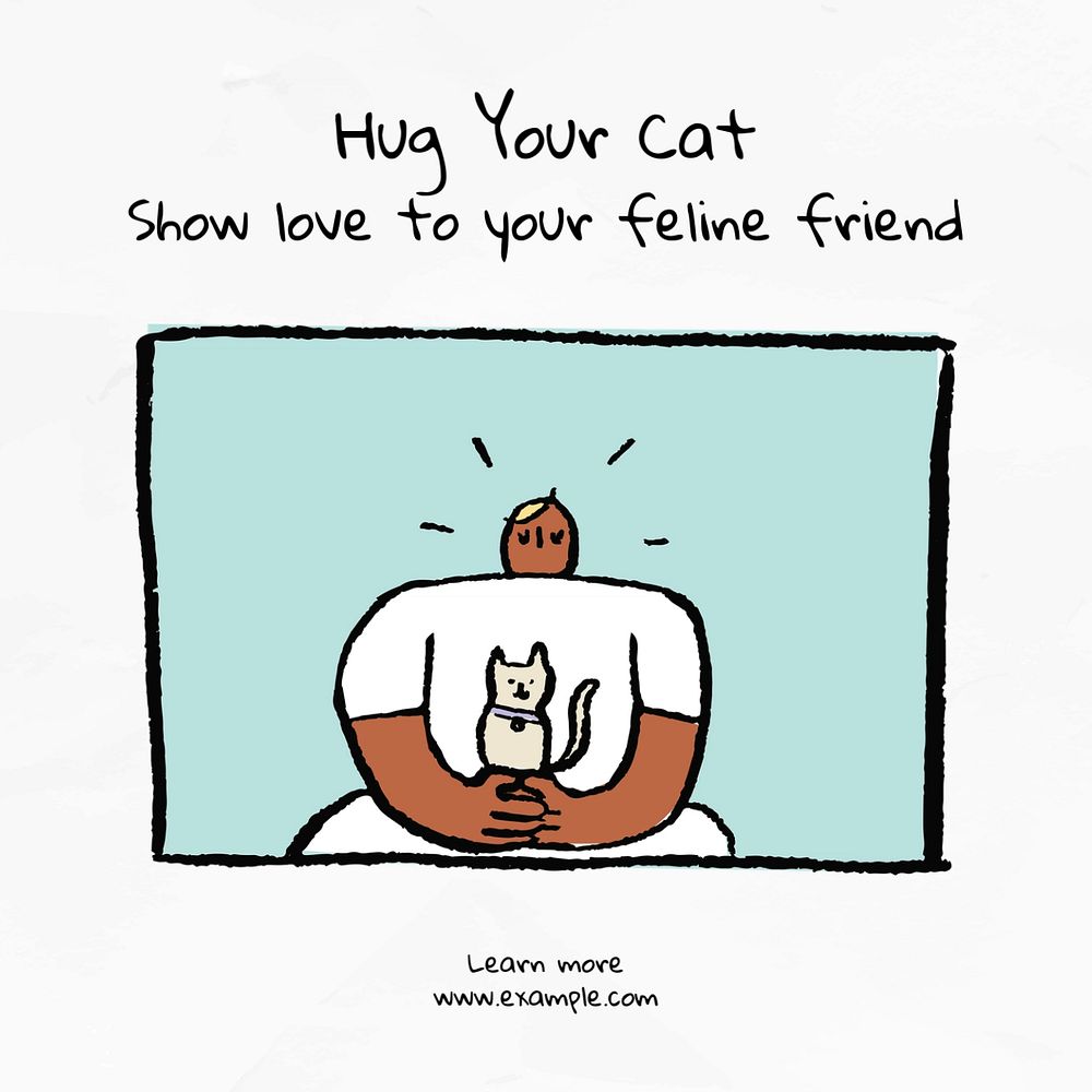 Hug your cat Instagram post template, editable text