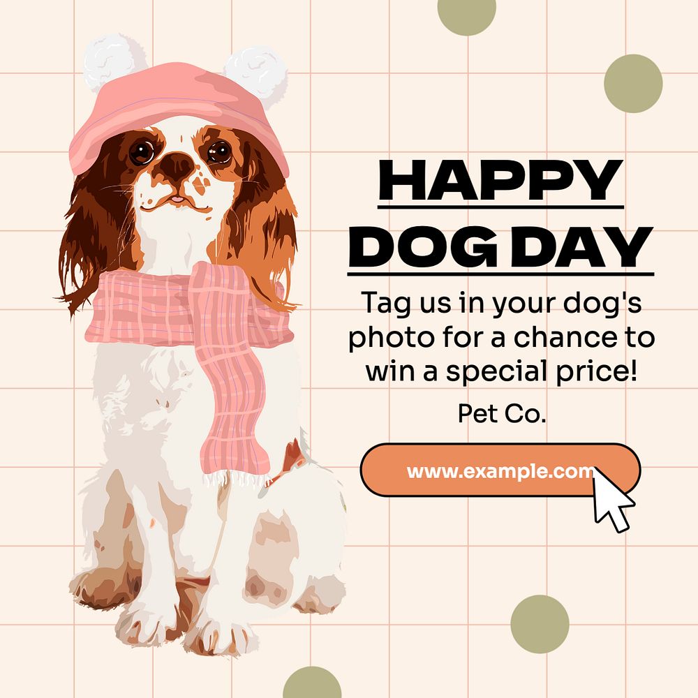 Happy dog day Instagram post template, editable text