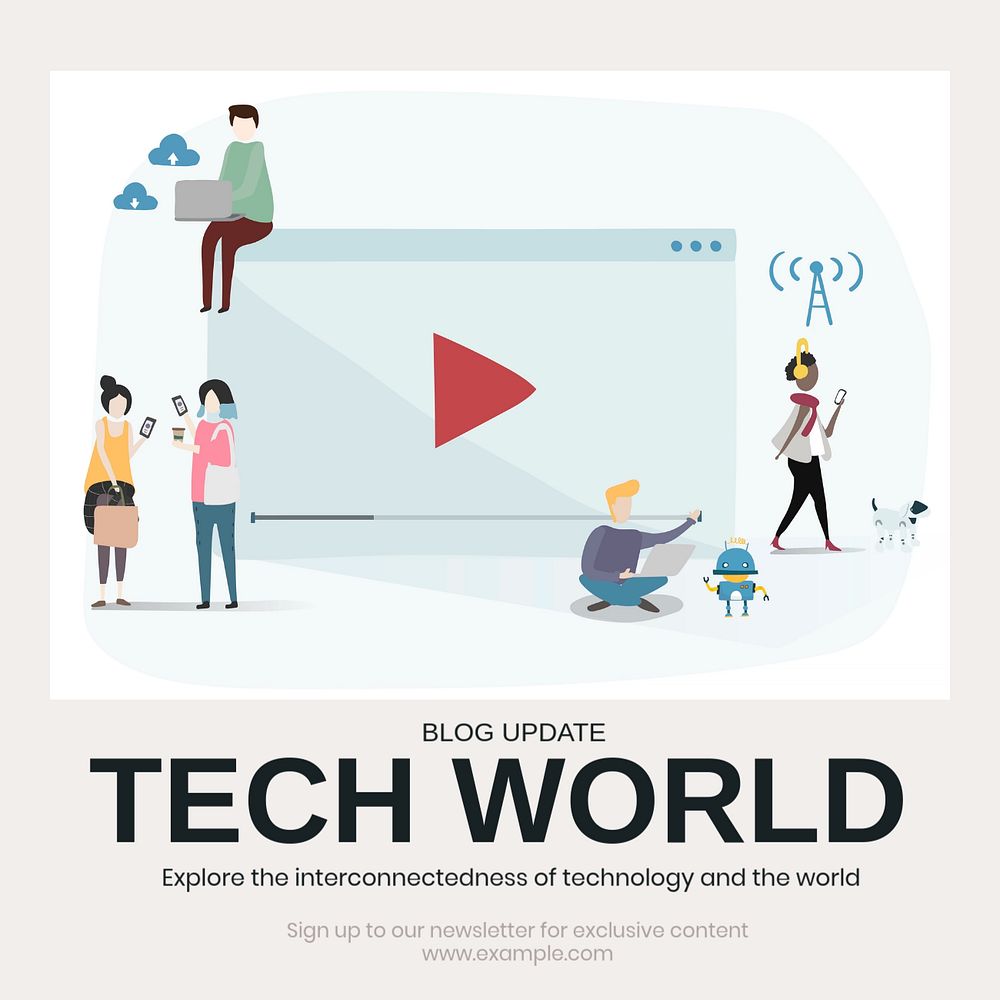 Tech world Instagram post template, editable text