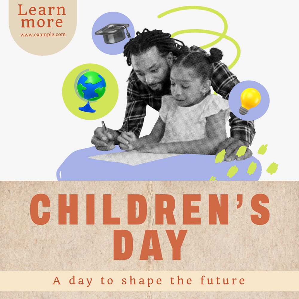 World children's day Instagram post template, editable text