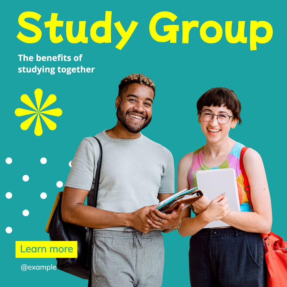 Study group Instagram post template, editable text