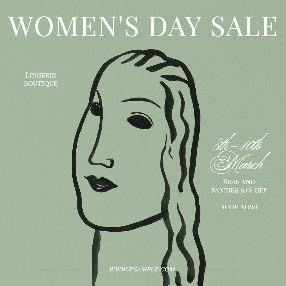 Women's day sale Instagram post template, editable text