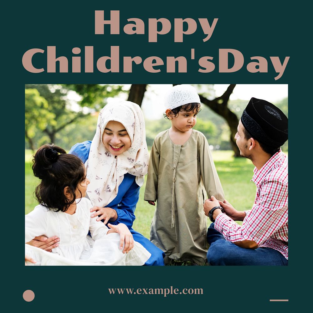 Children's day Instagram post template, editable text