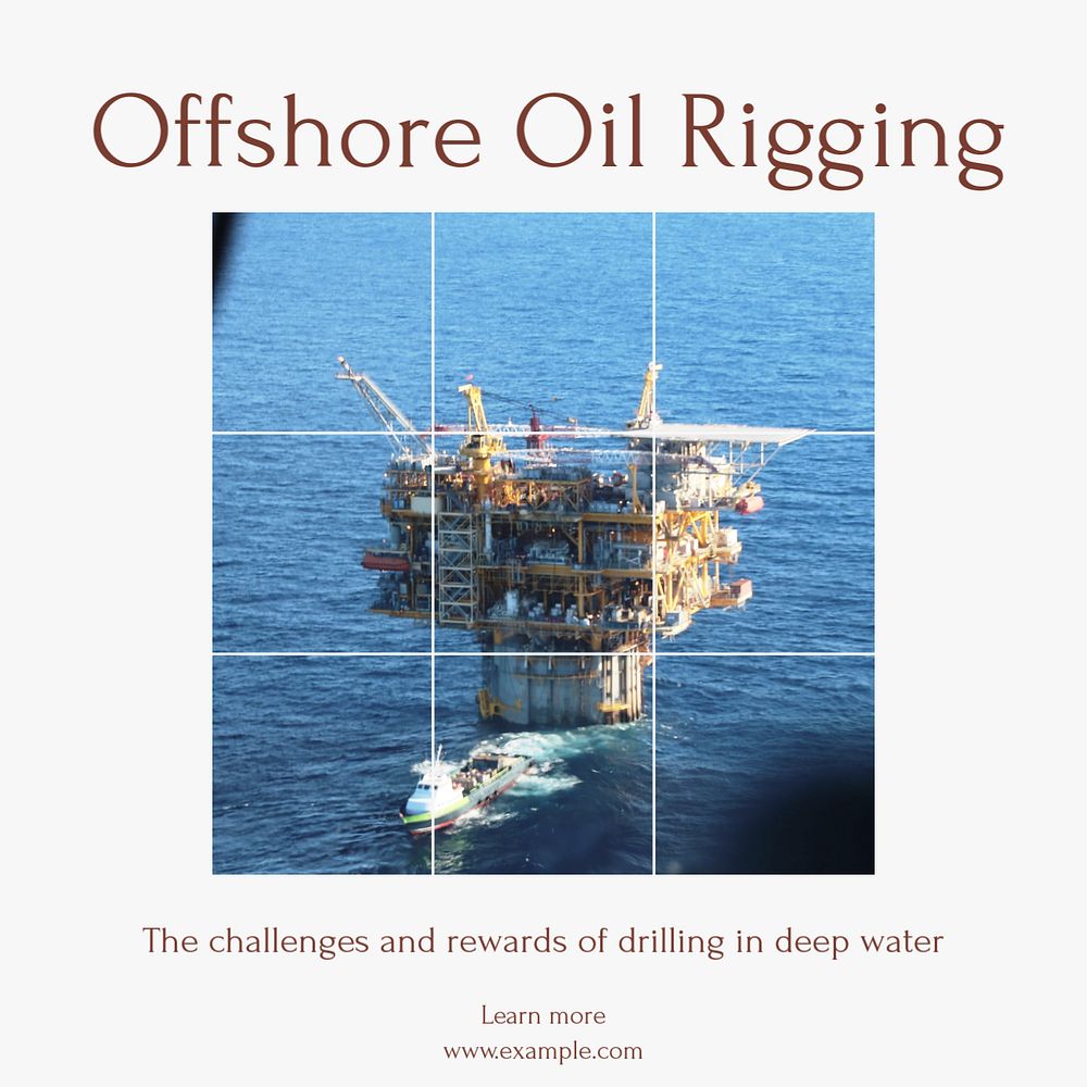 Offshore oil rigging Instagram post template, editable text