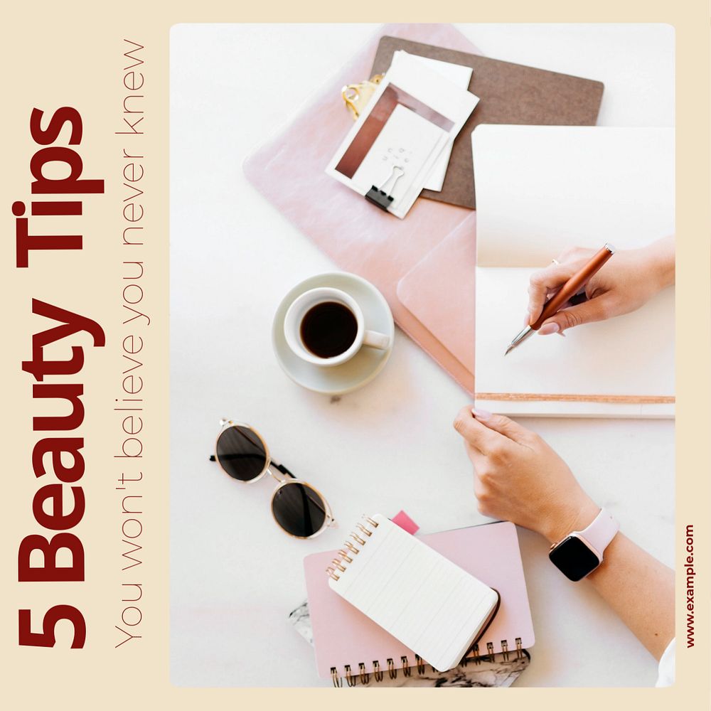 Beauty tips Instagram post template, editable text