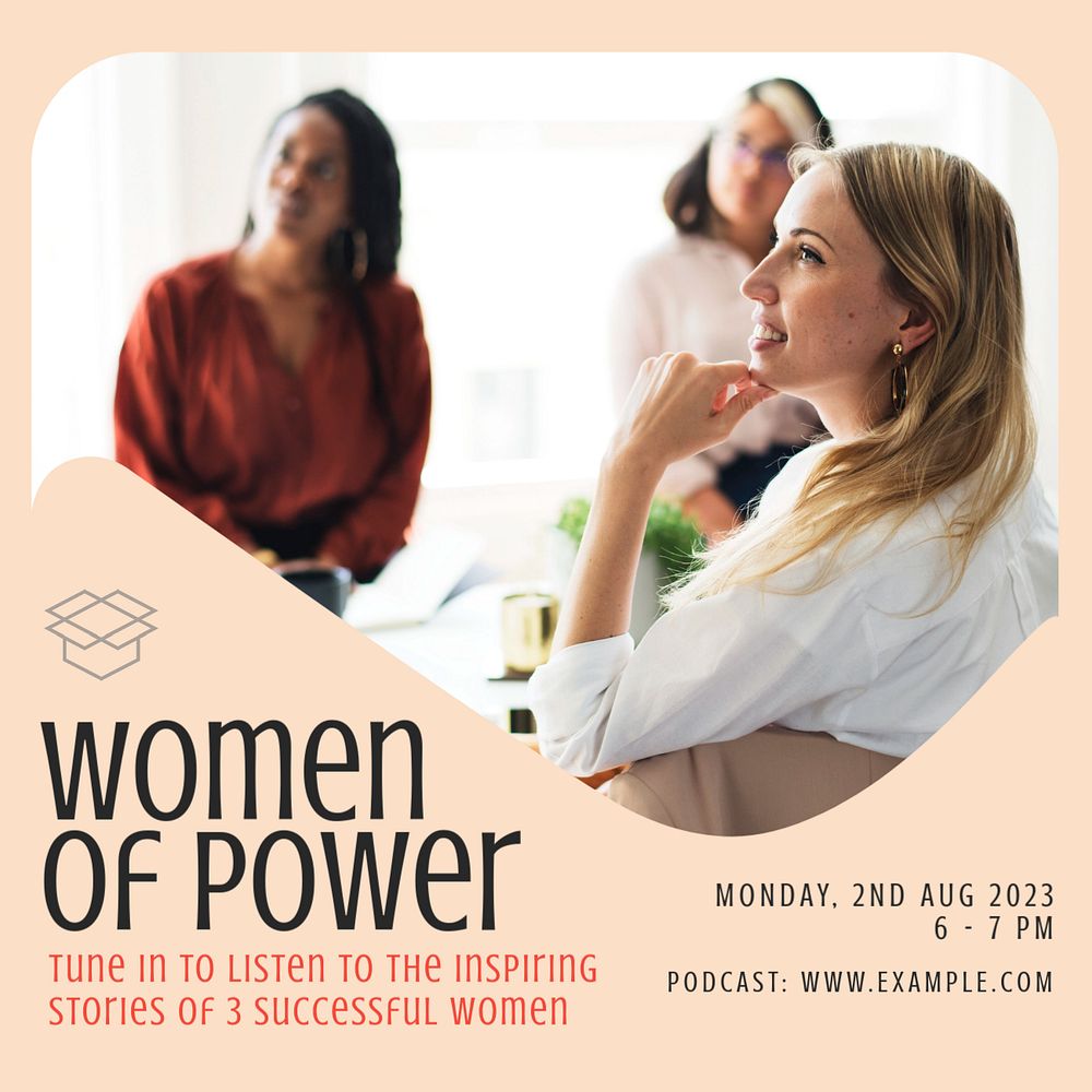 Women podcast power Instagram post template, editable text