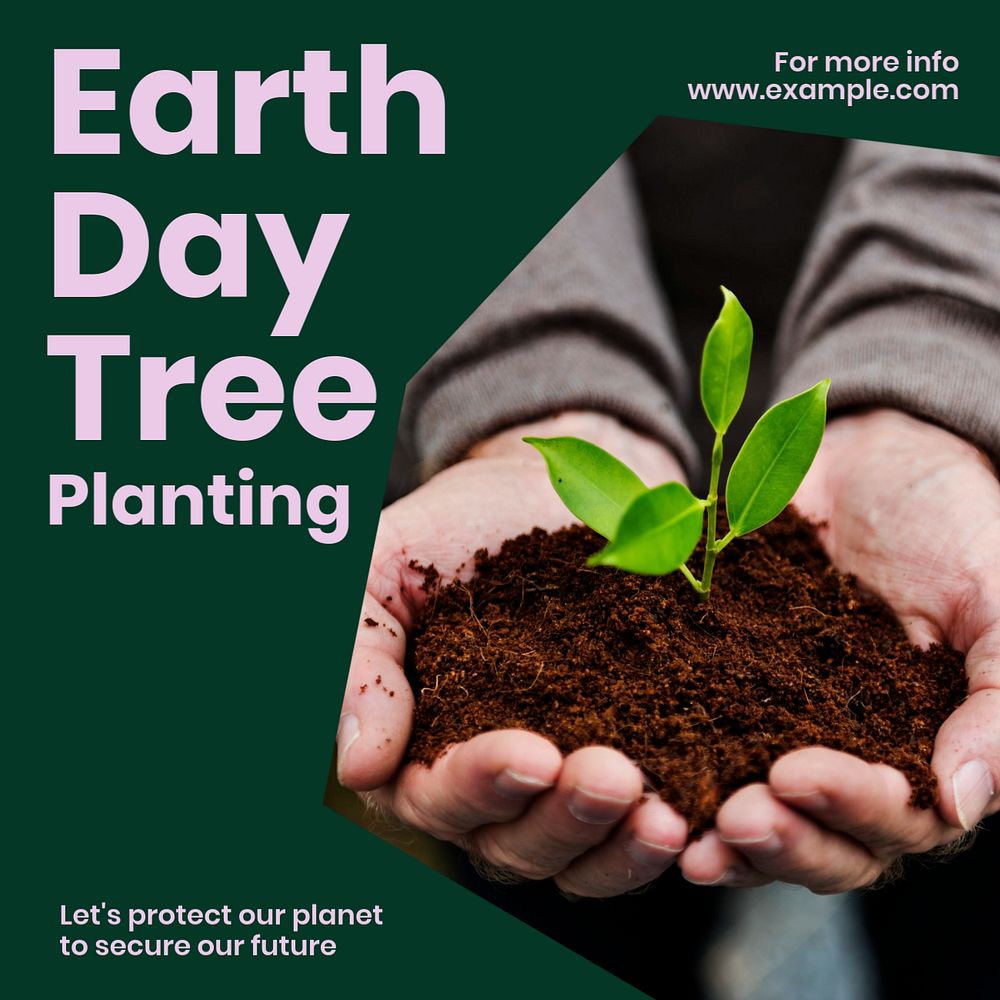 Earth day & tree Instagram post template, editable text