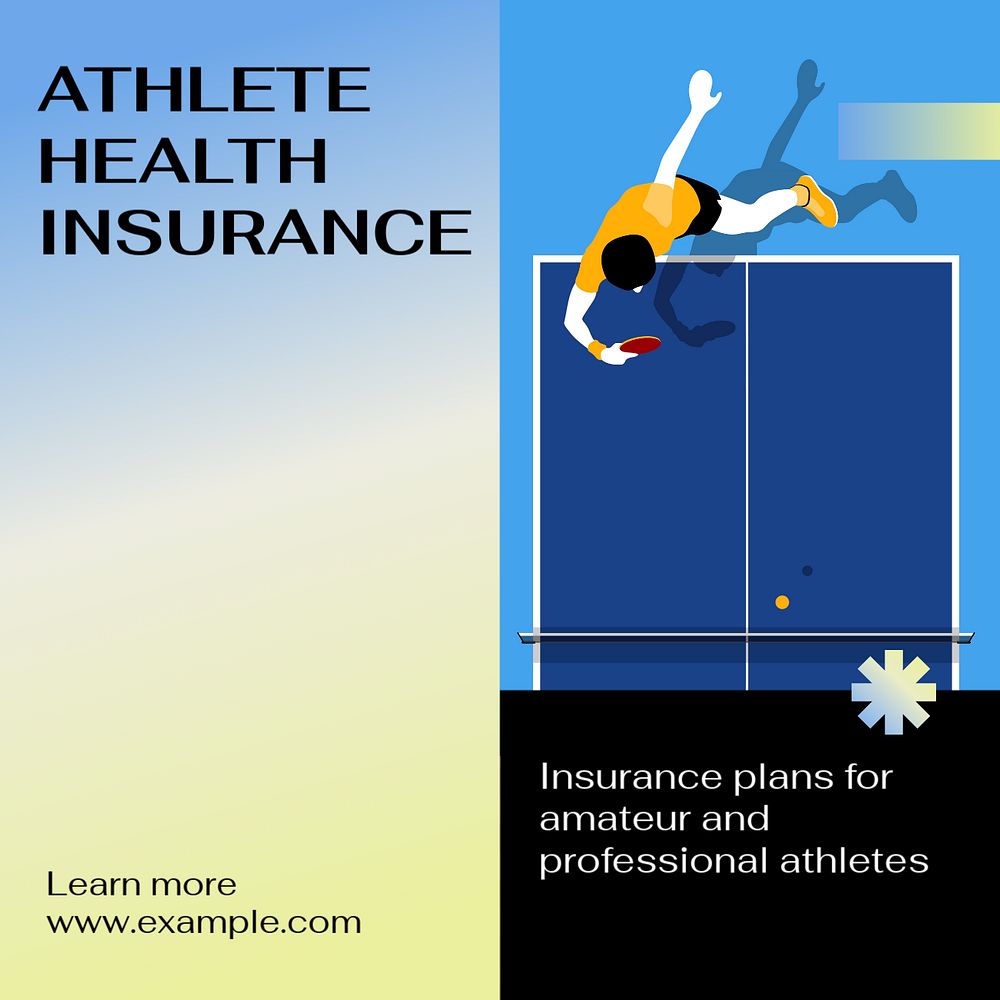 Athlete health insurance Instagram post template, editable text