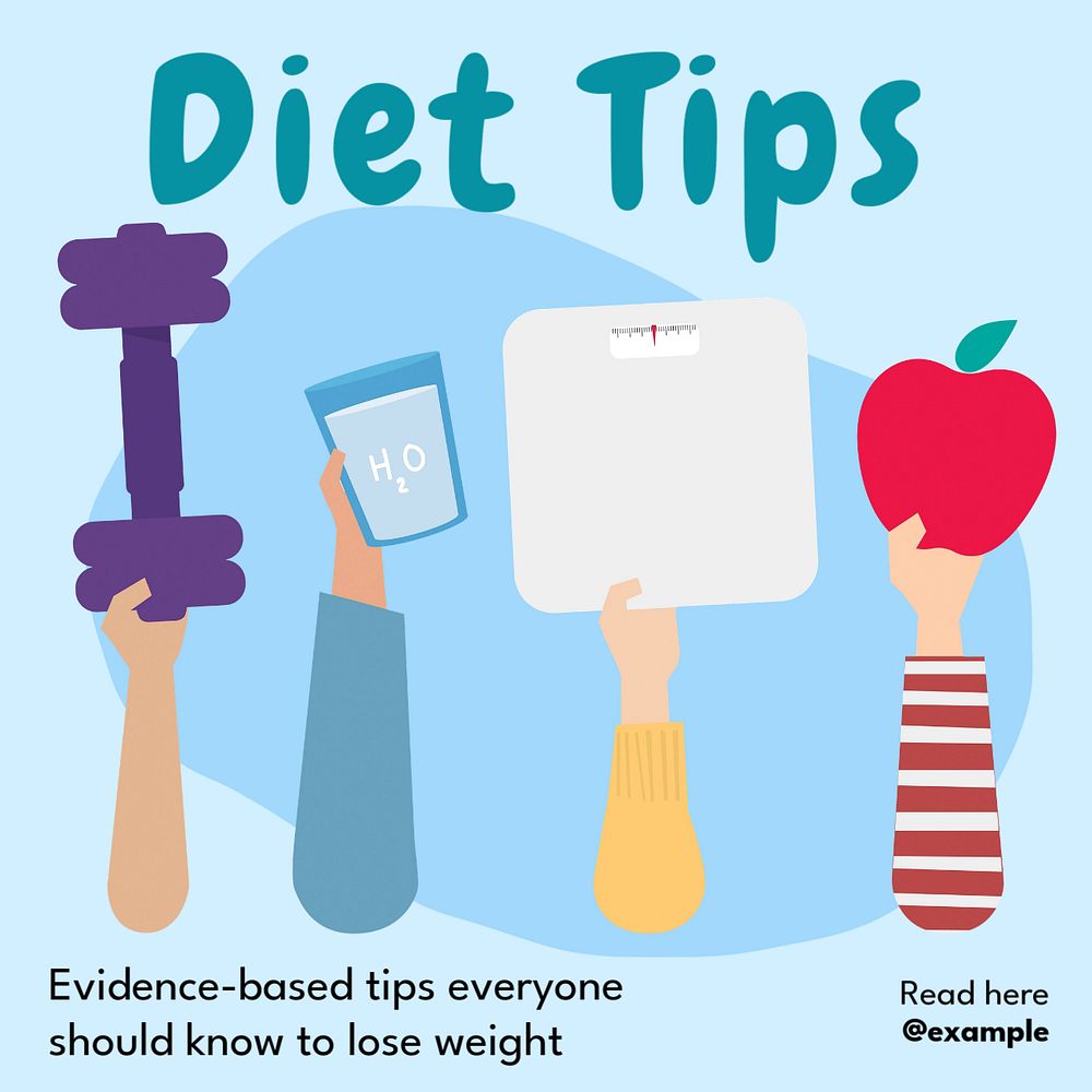 Diet tips Instagram post template, editable text