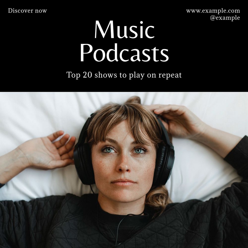 Music podcasts Instagram post template, editable text