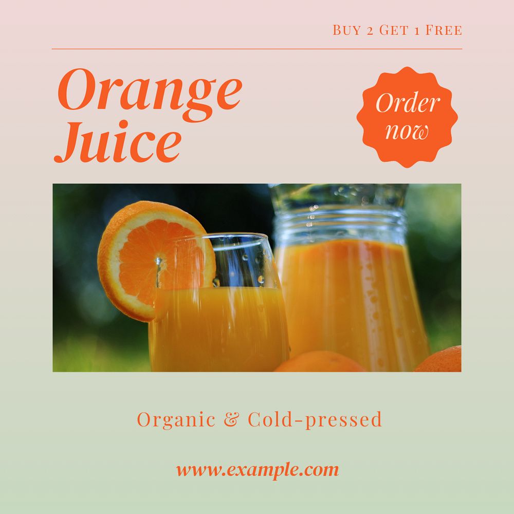 Orange juice Instagram post template, editable text