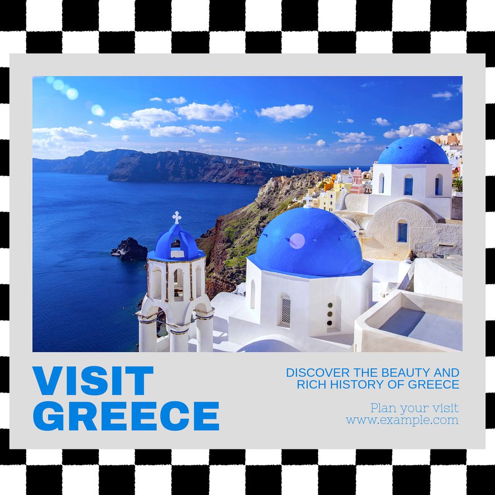 Visit greece Instagram post template, editable text