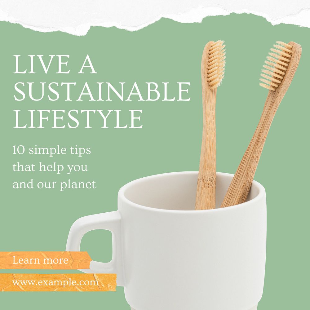 Sustainable living Instagram post template, editable text