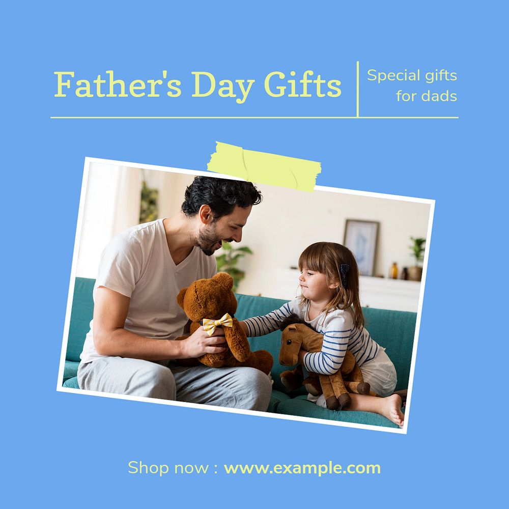 Father's day gifts Instagram post template, editable text