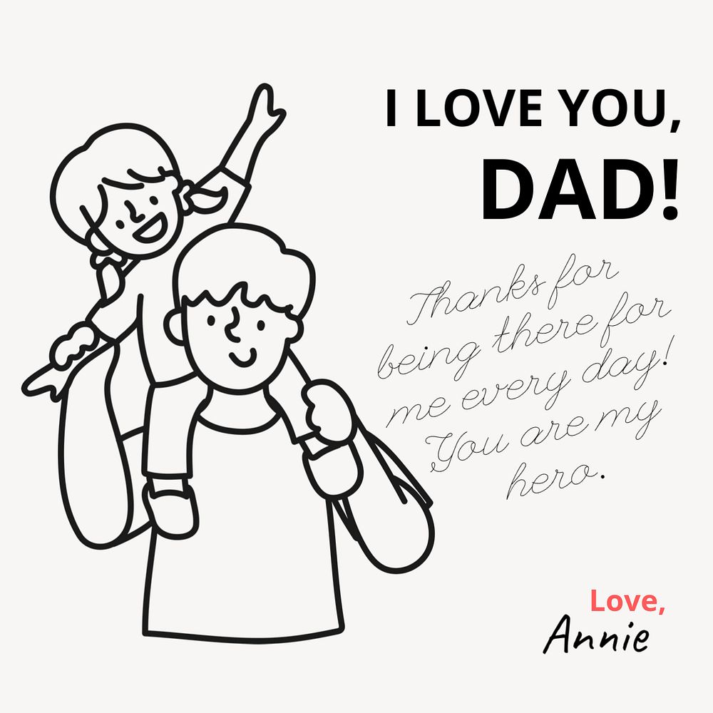 Love dad Instagram post template, editable text