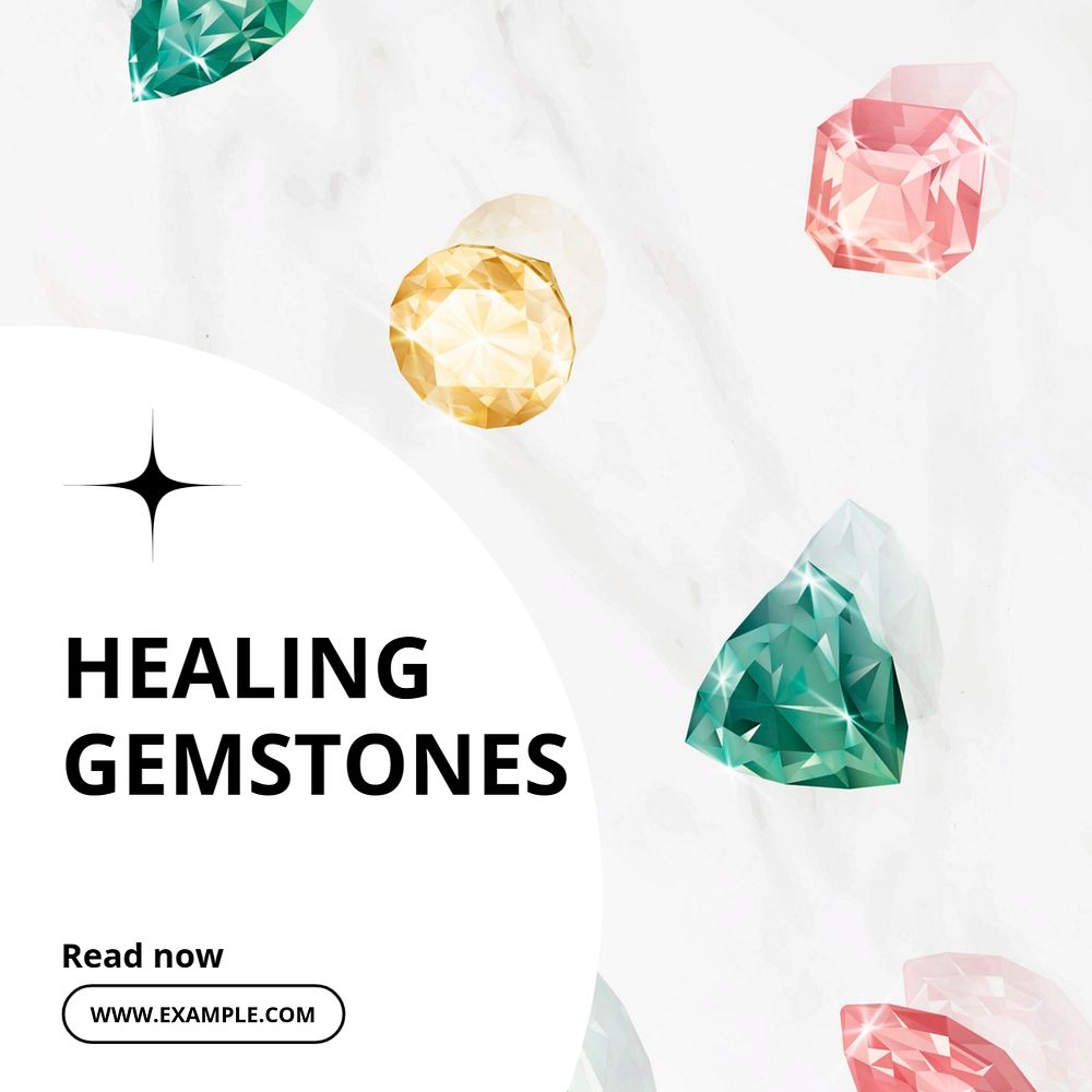 Healing & spiritual gemstones Instagram post template, editable text