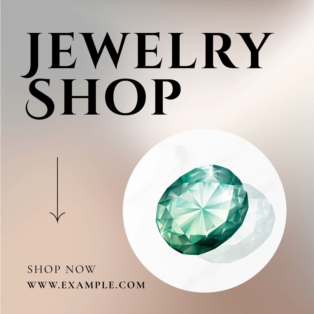 Jewelry shop Instagram post template, editable text