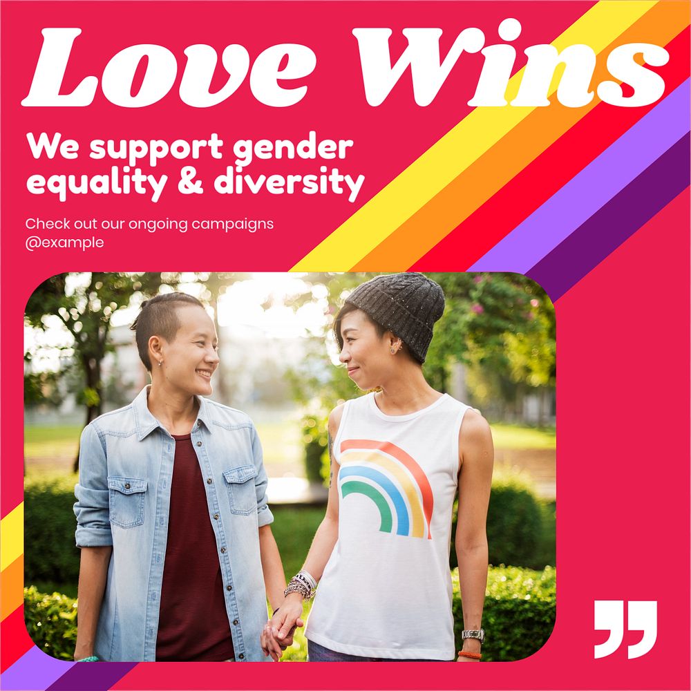 Love wins Instagram post template, editable text