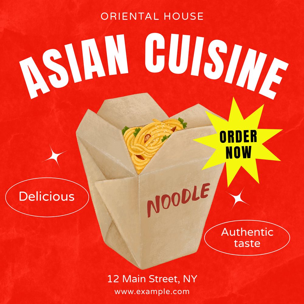 Asian cuisine Instagram post template, editable text