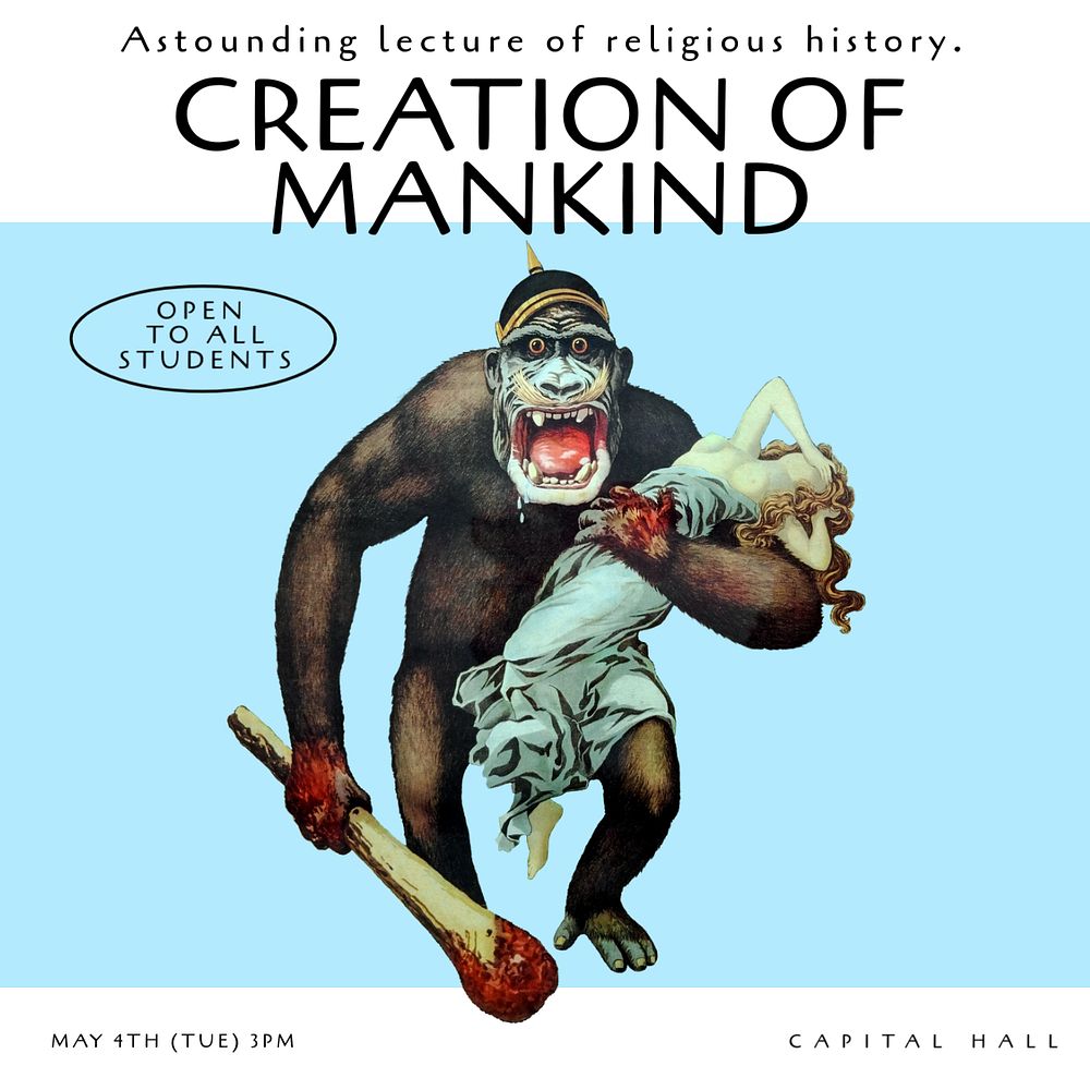 Creation of mankind Instagram post template, editable text