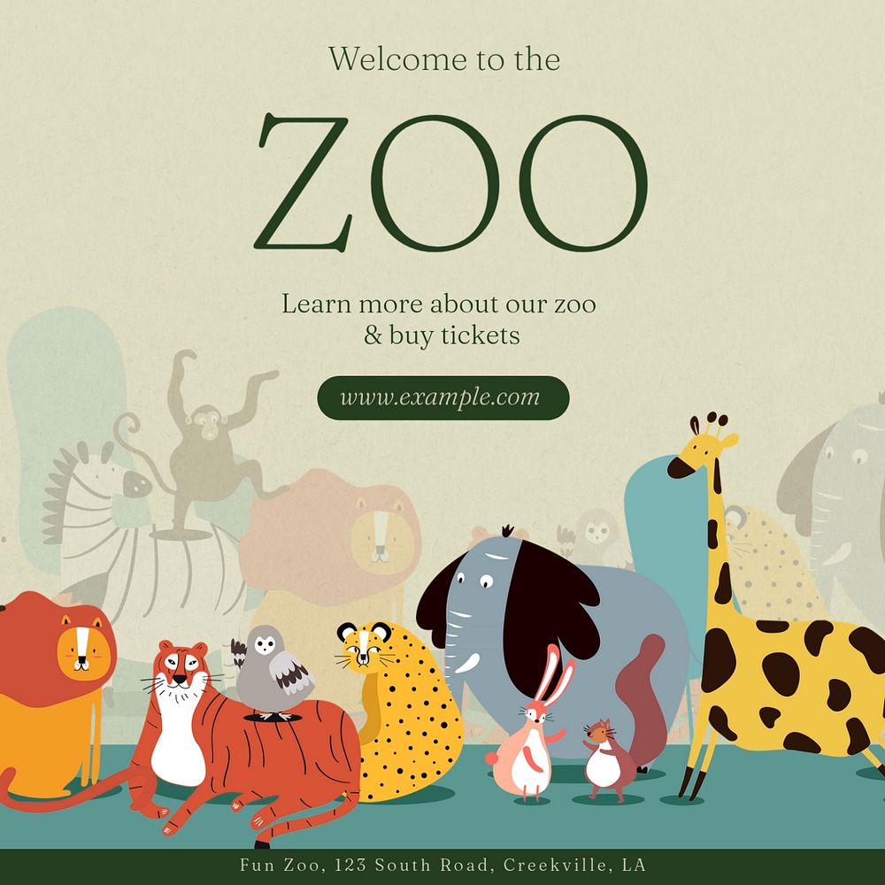 Zoo Instagram post template, editable text