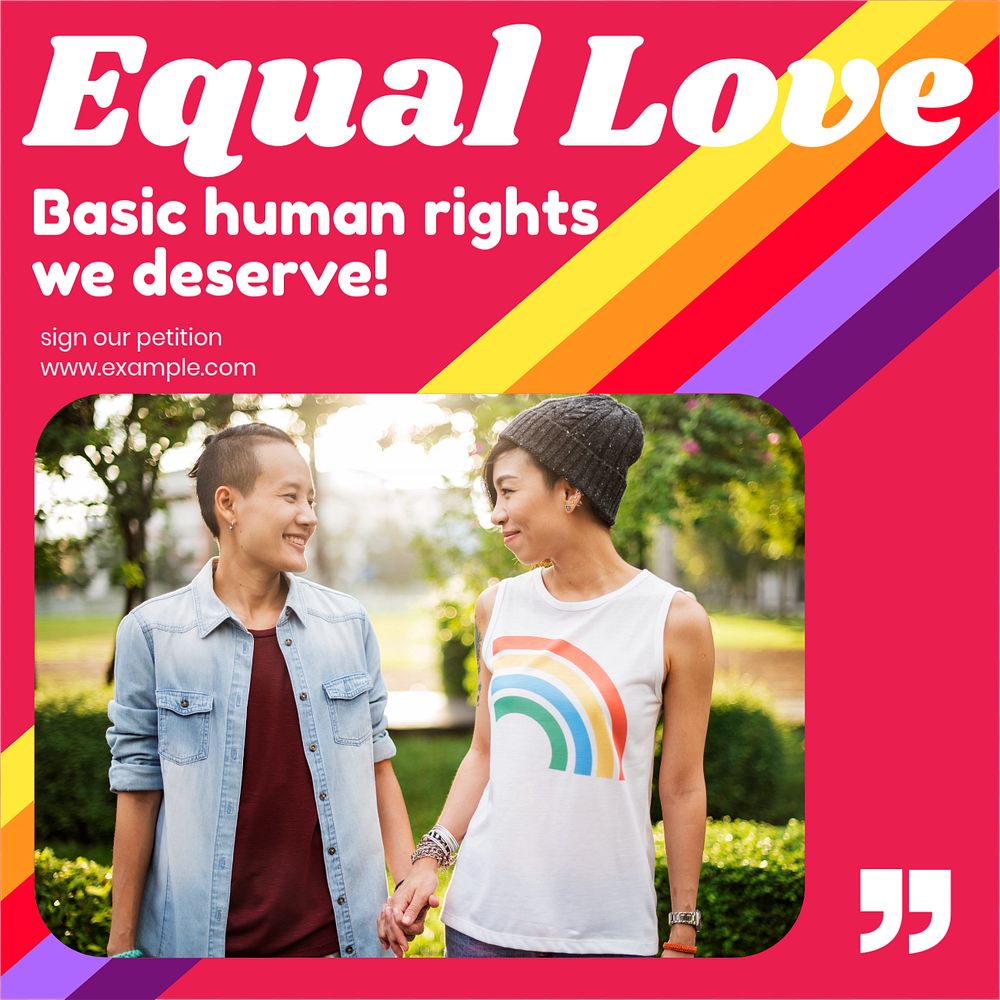 Equal love Instagram post template, editable text