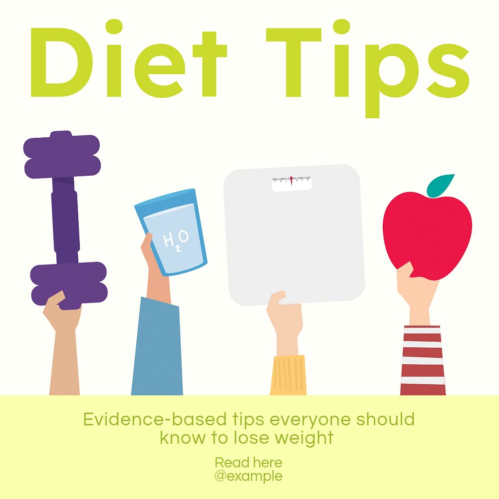 Diet tips Instagram post template, editable text