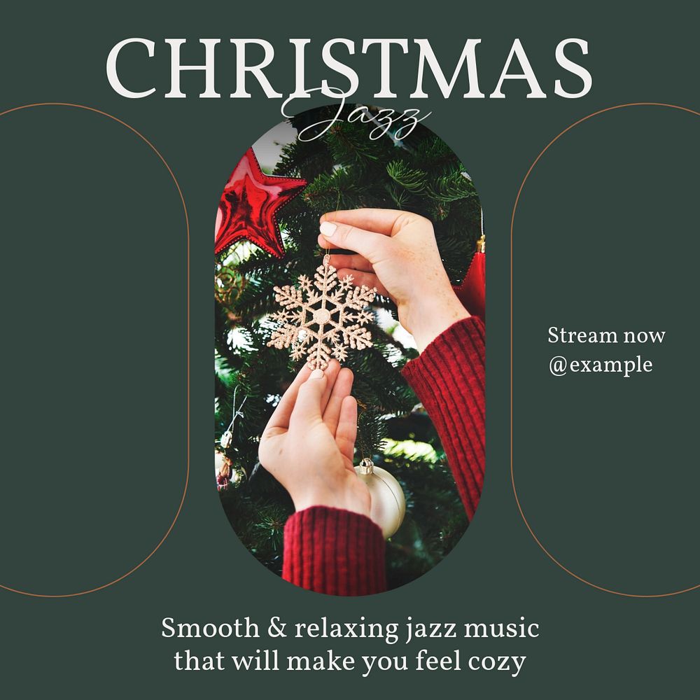 Christmas jazz Instagram post template, editable text