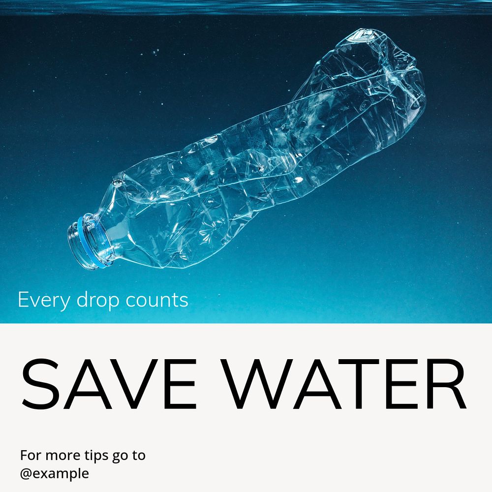 Save water Instagram post template, editable text