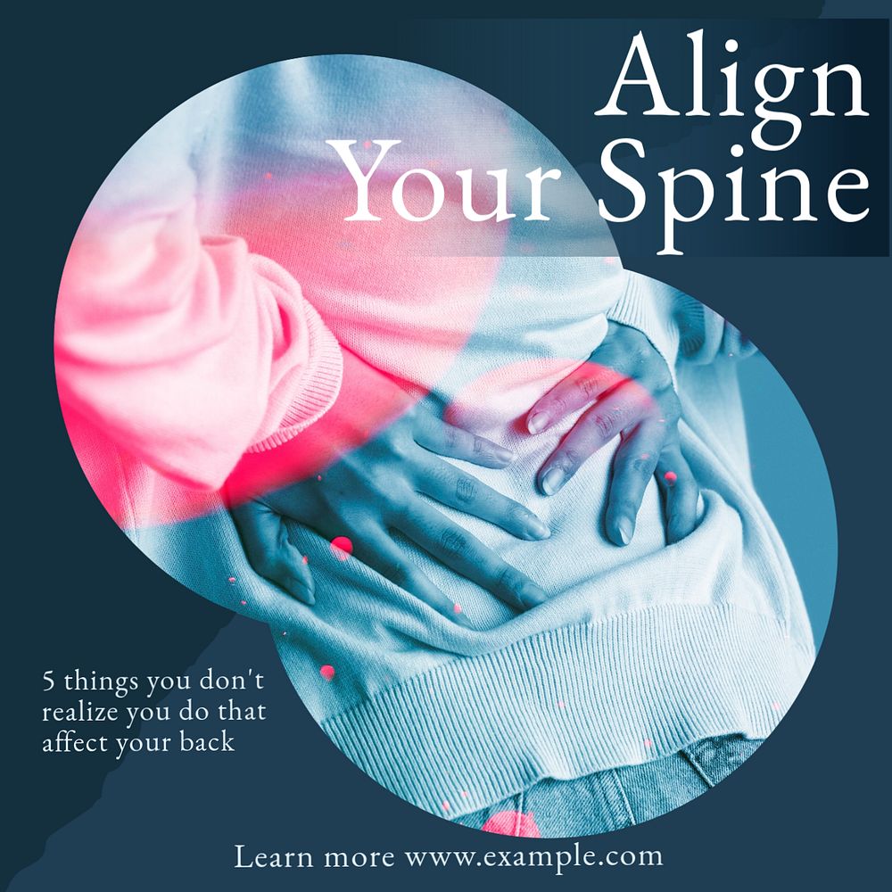 Spine alignment Instagram post template, editable text