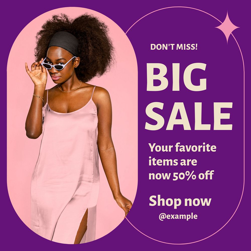 Big sale Instagram post template, editable text