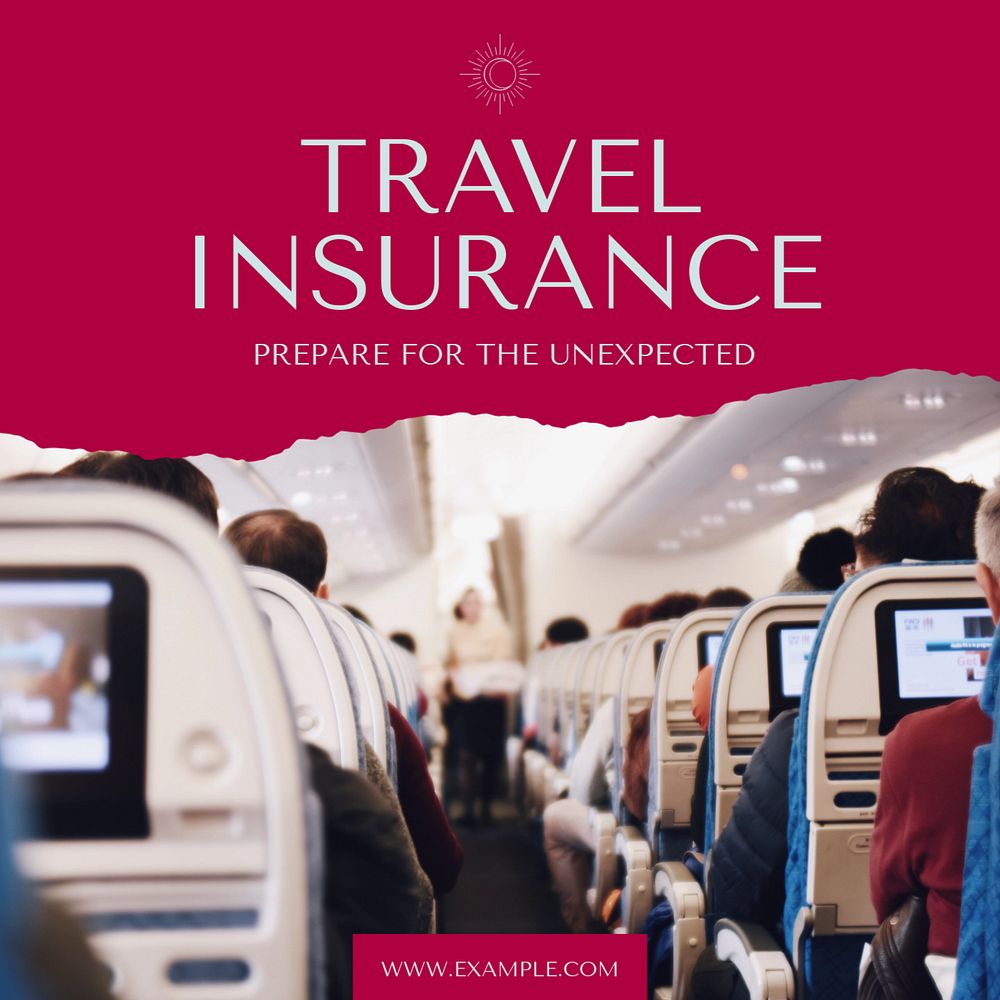 Travel insurance Instagram post template, editable text