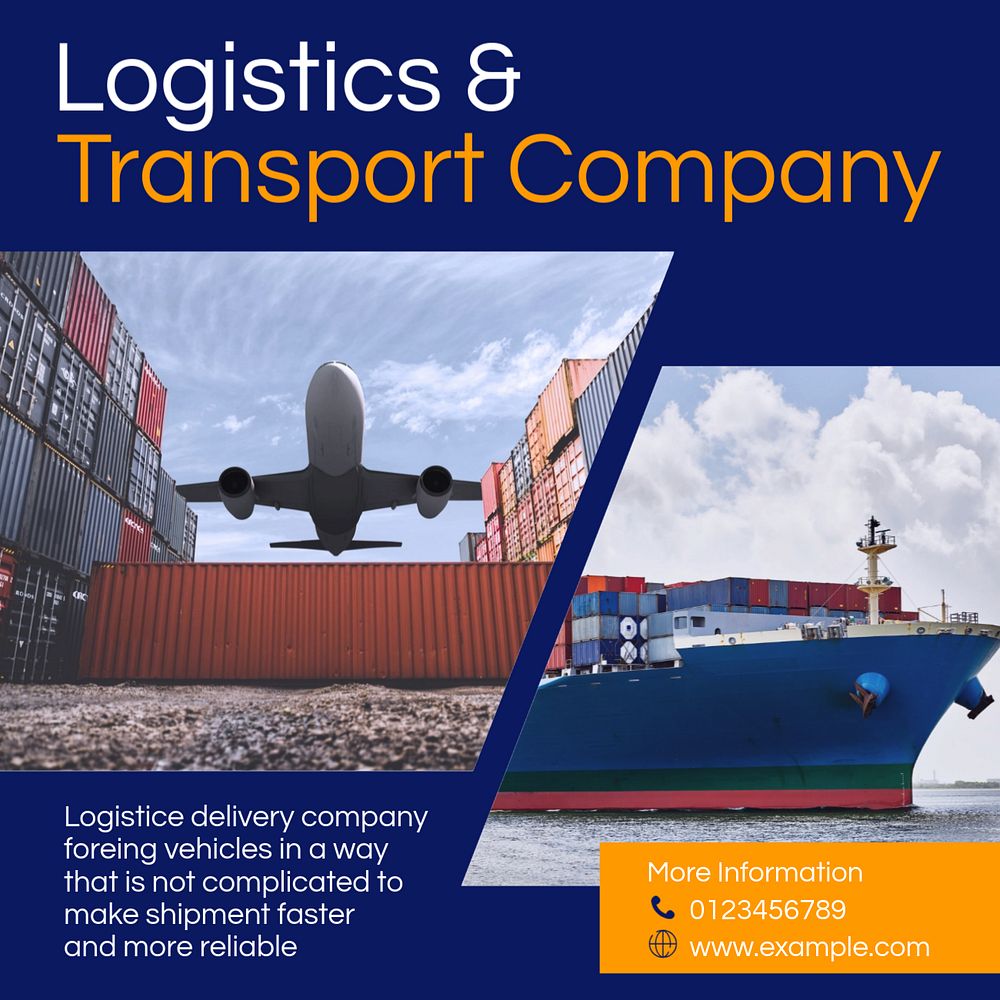 Logistics & transport company Instagram post template, editable text