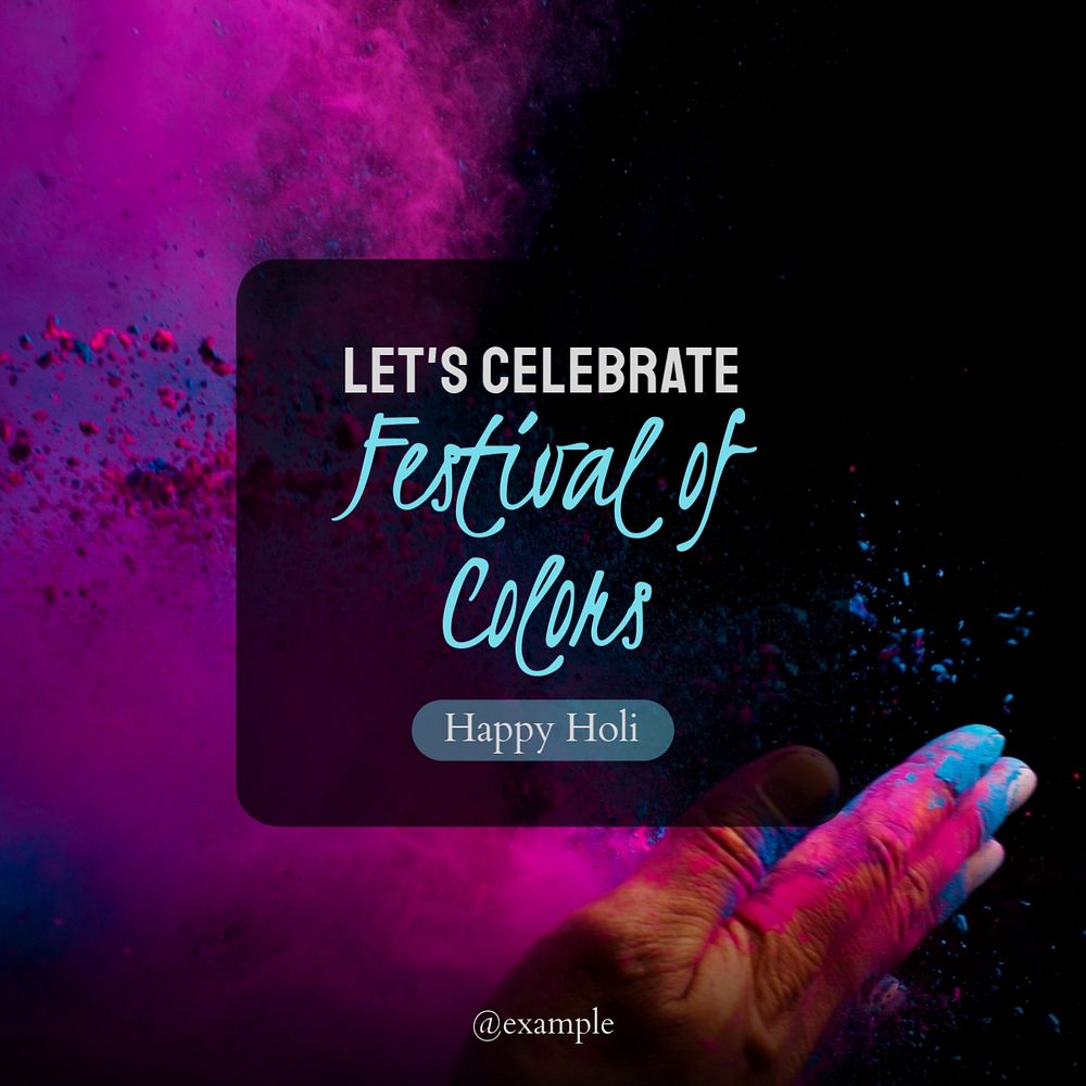 Holi festival Instagram post template, editable text