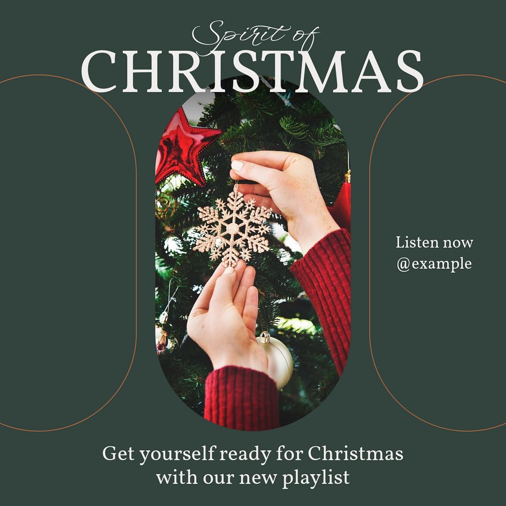 Christmas spirit music Instagram post template, editable text