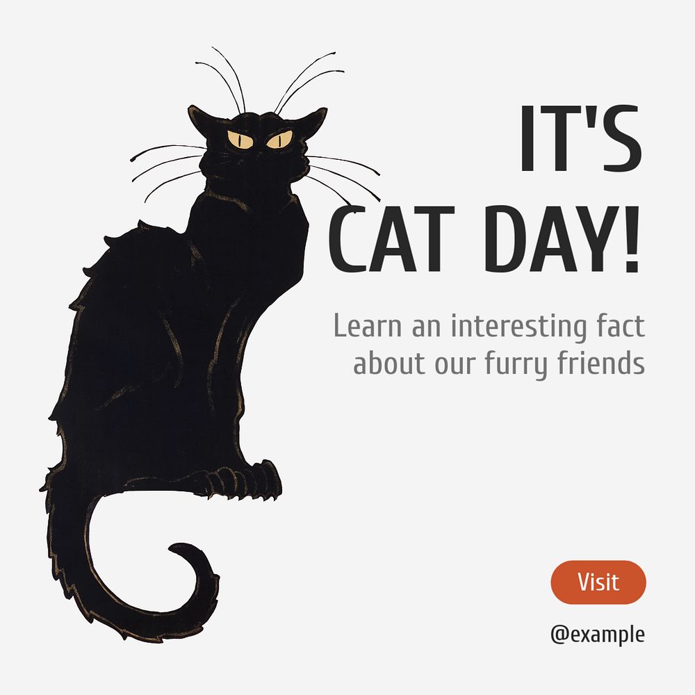 Cat day Instagram post template, editable text