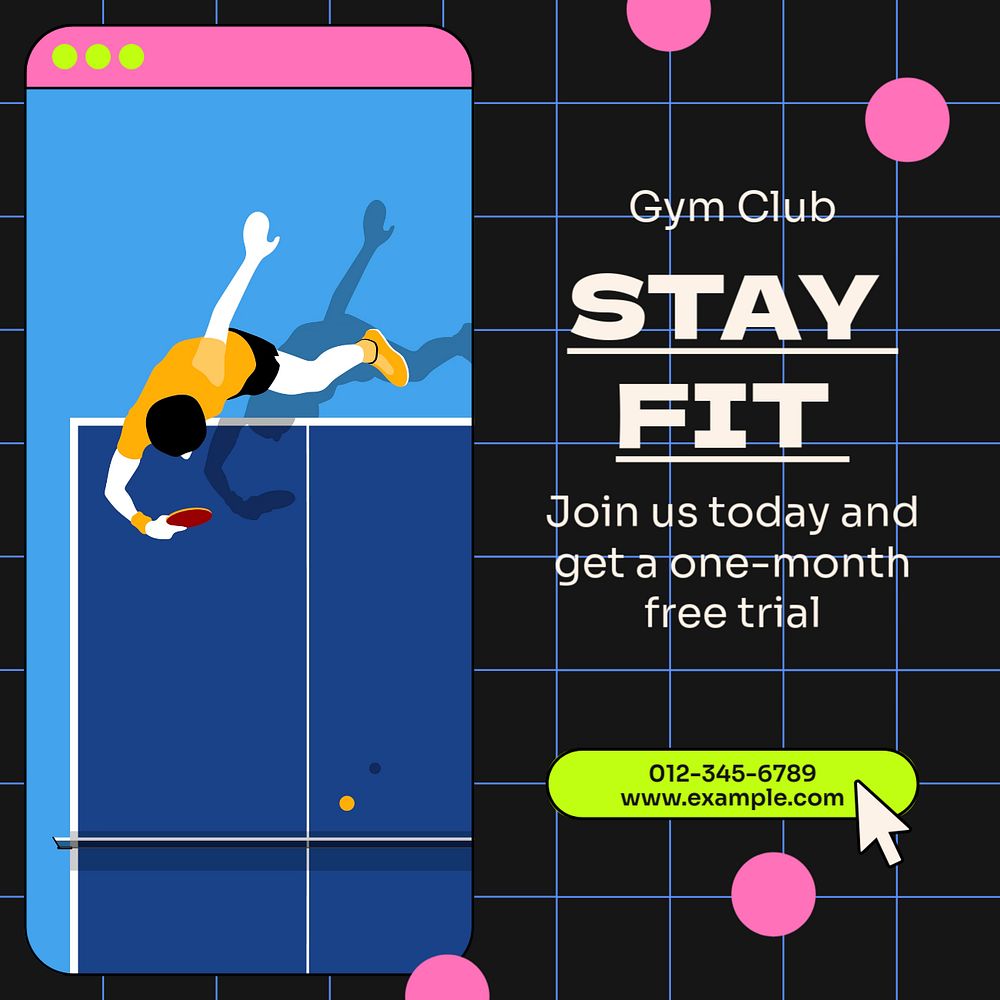 Gym & fitness Instagram post template, editable text