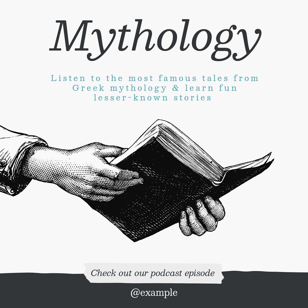 Greek mythology podcast Instagram post template, editable text