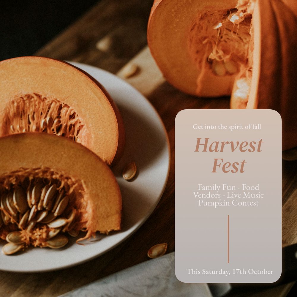 Harvest fest Instagram post template, editable text