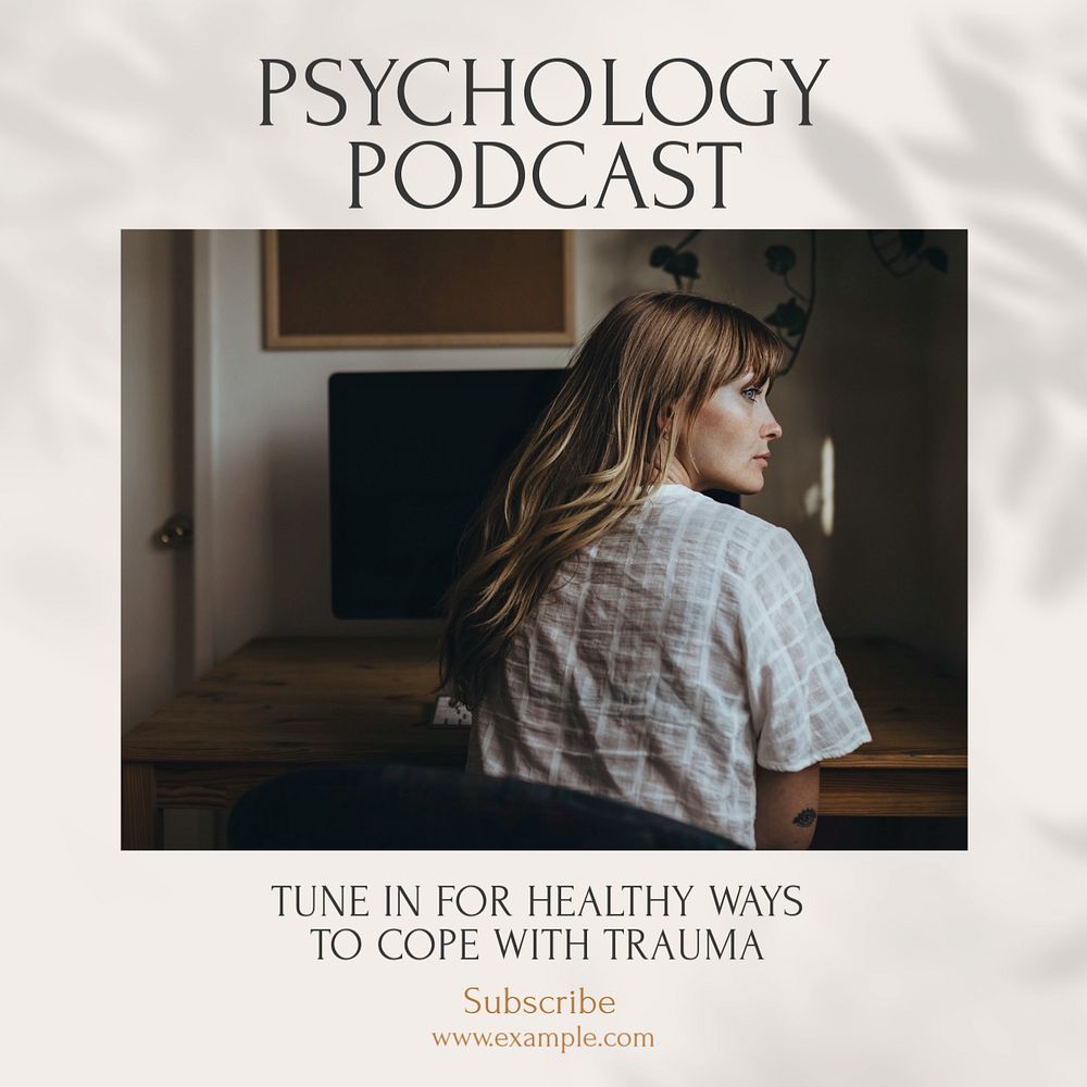 Psychology podcast Instagram post template, editable text