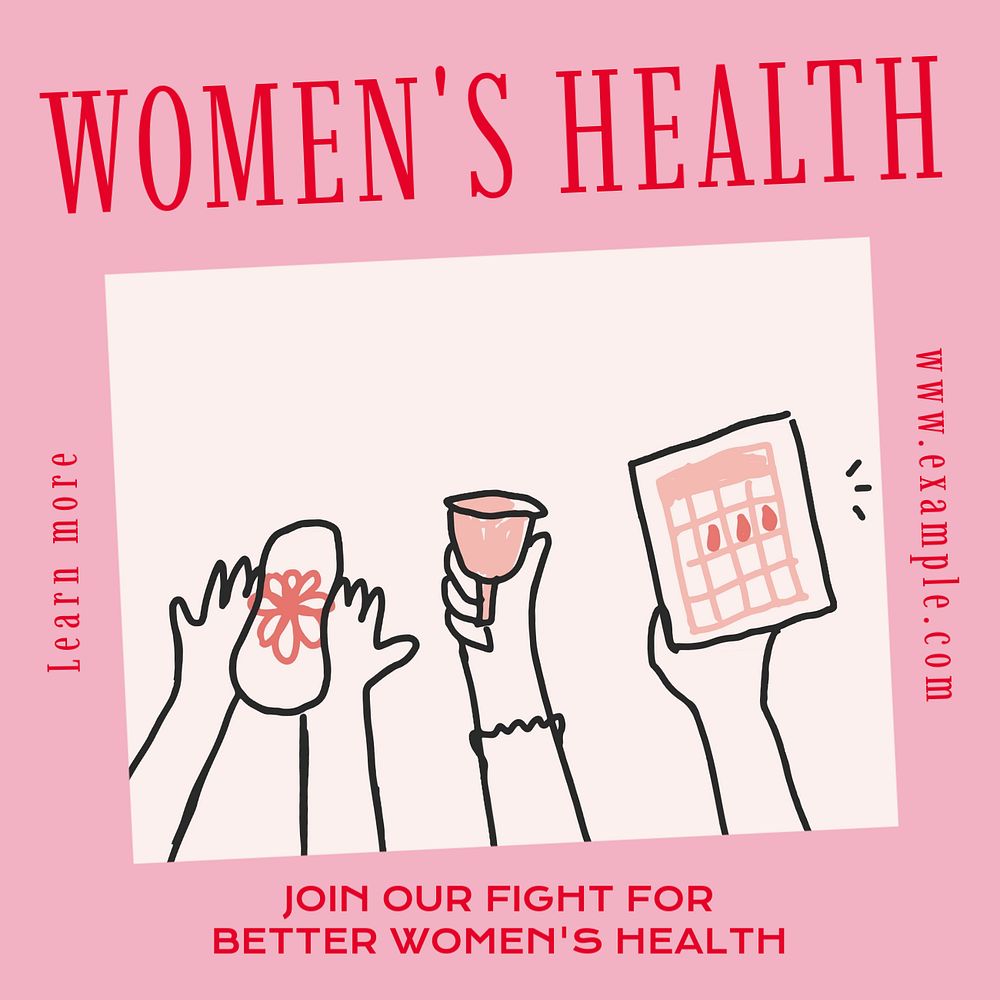 Women's health Instagram post template, editable text