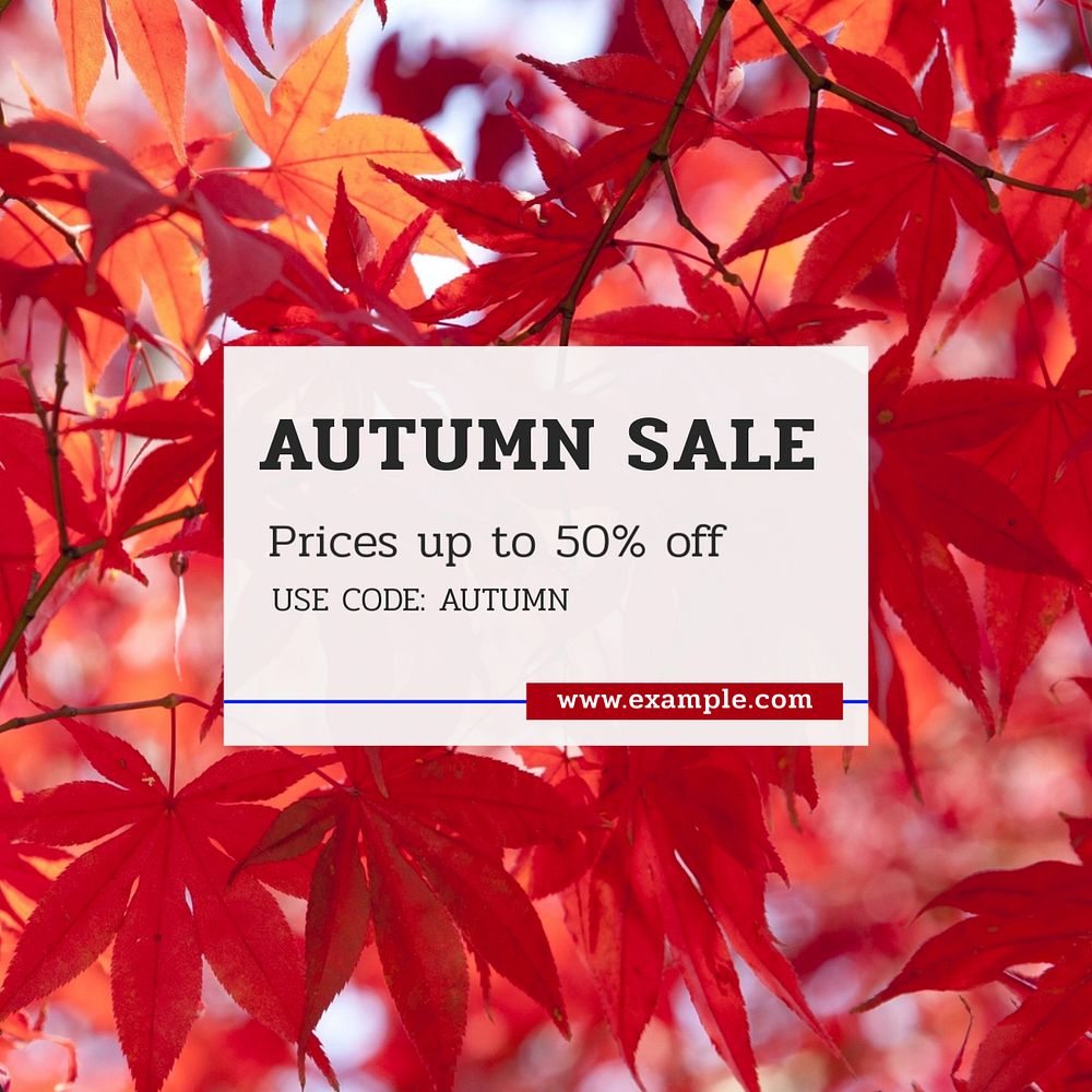 Autumn sale Instagram post template, editable text