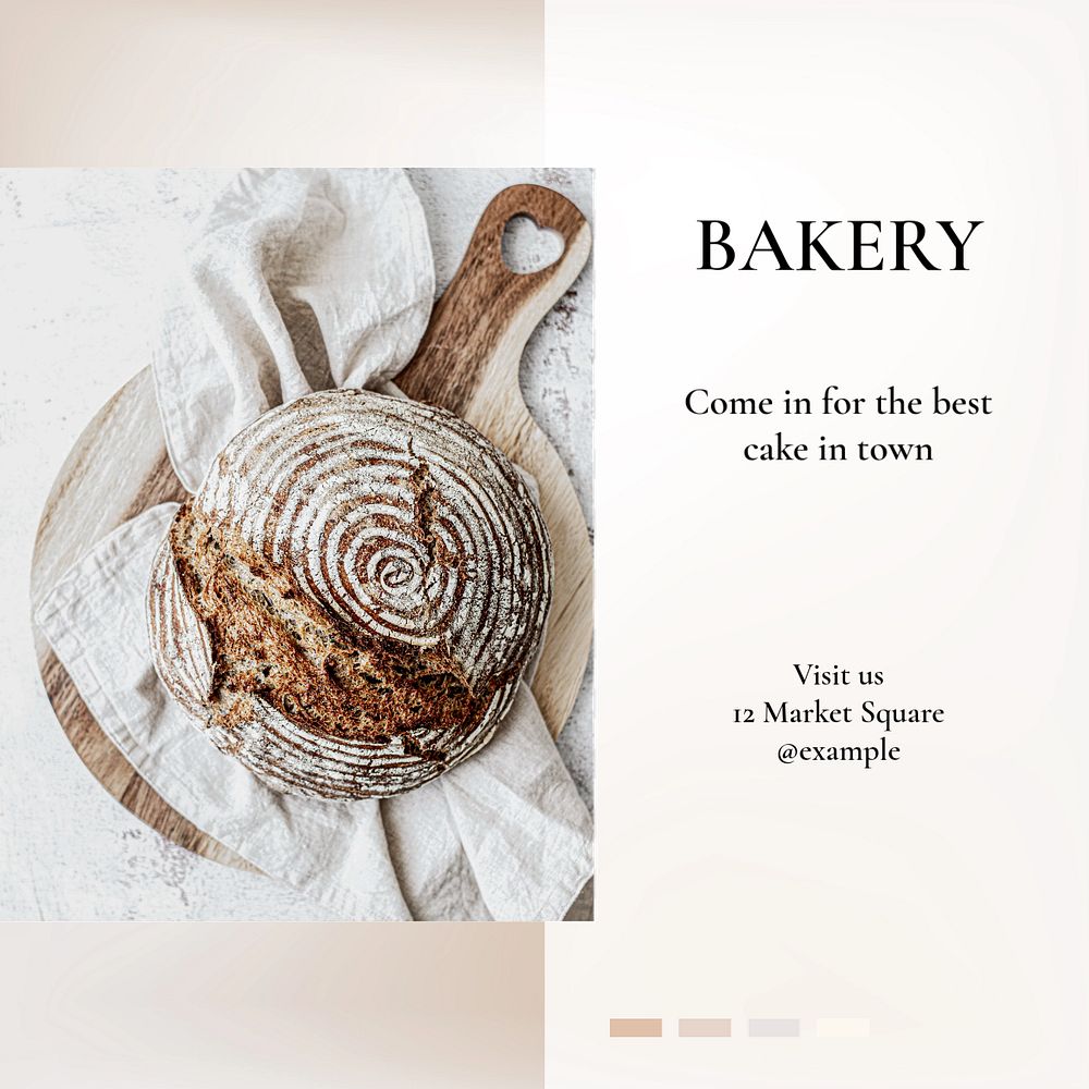 Bakery Instagram post template, editable text