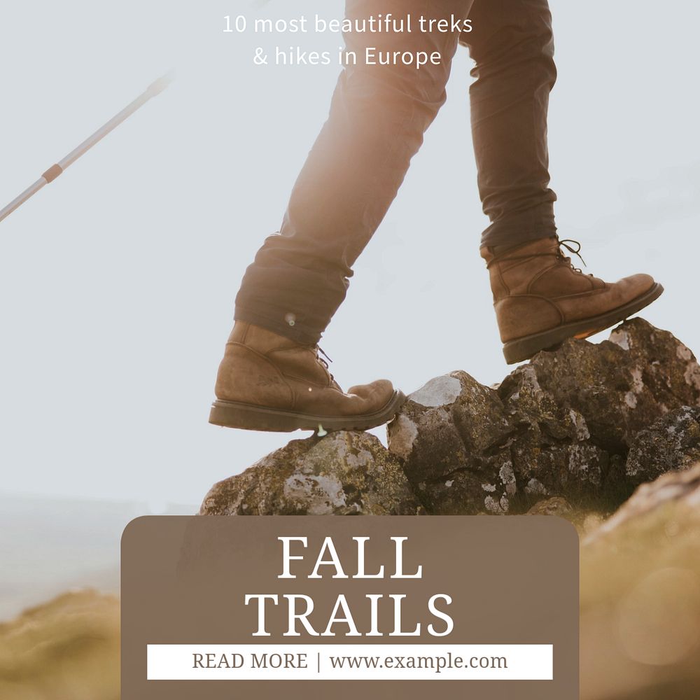 Fall trails Instagram post template, editable text