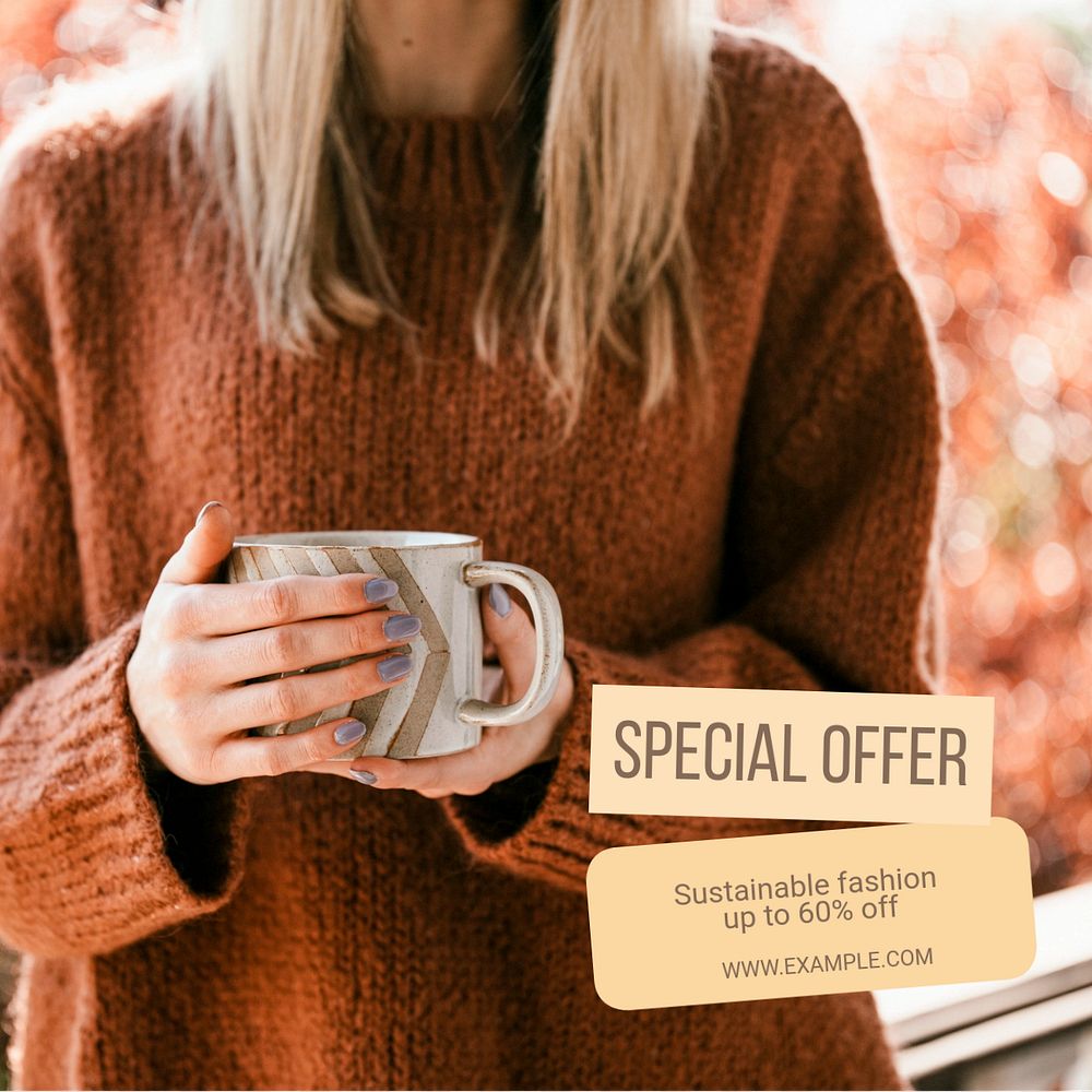 Special offer Instagram post template, editable text