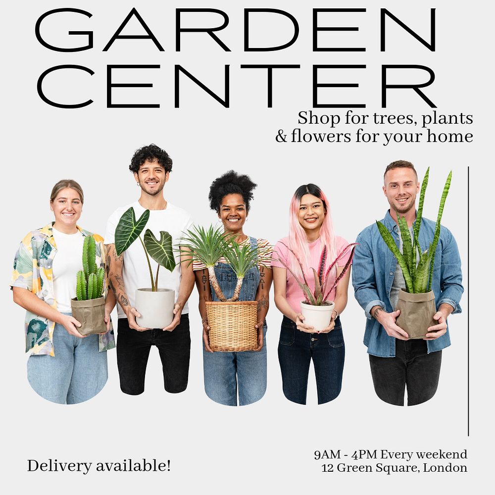 Garden center Instagram post template, editable text