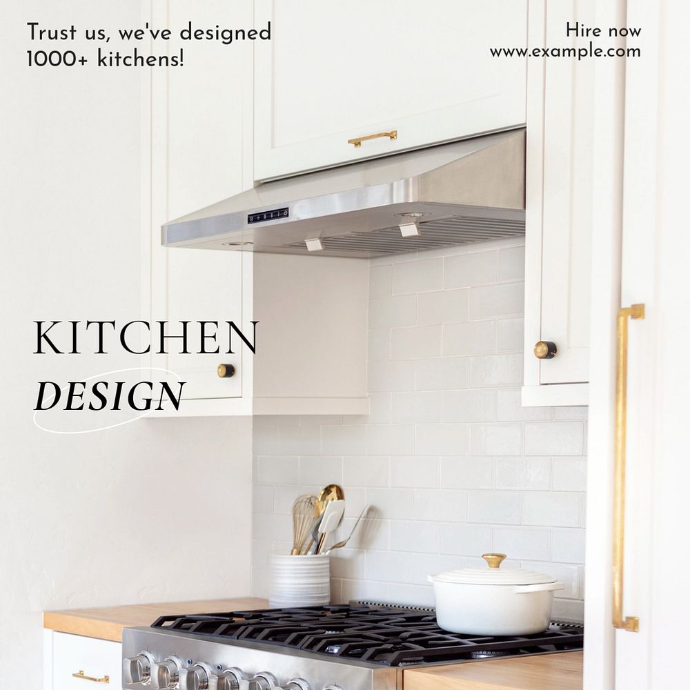 Kitchen design Instagram post template, editable text