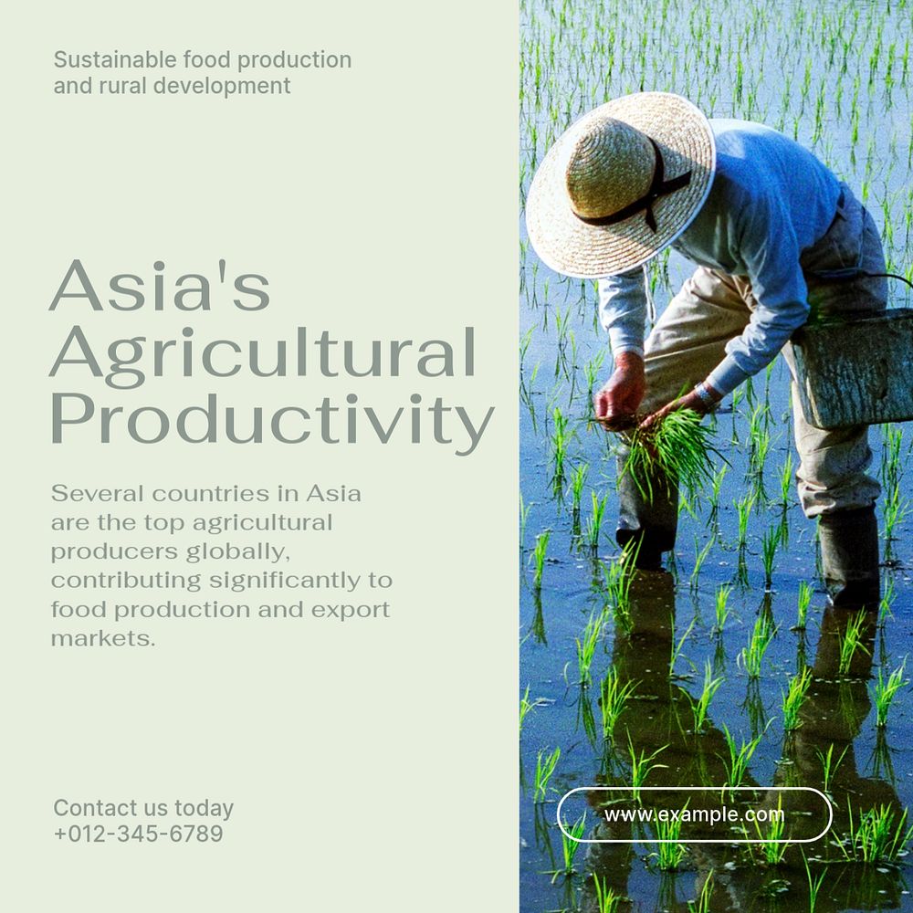 Asia's Agriculture Instagram post template, editable text